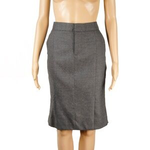 Vintage Tom Ford Classic Grey Wool Ruffle Back Detailing Midi Skirt